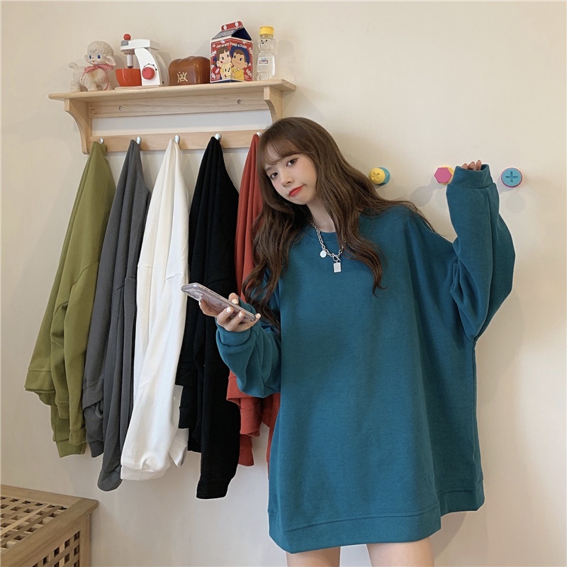 【ZHELIHANGFEI】Áo Thun Tay Dài Cổ Tròn Form Rộng Theo Phong Cách Retro