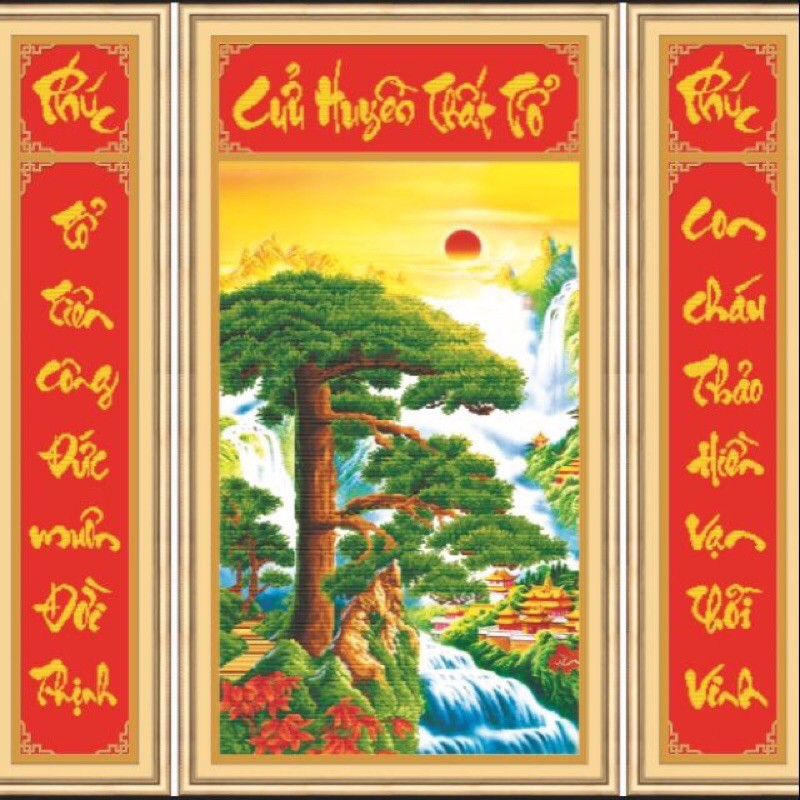 Tranh thêu chữ thập Cửu Huyền Thất Tổ 53512