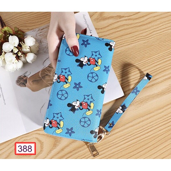 VÍ DÀI NỮ CẦM TAY HOA 5 CÁNH CHÚ CHUỘT MICKY V388 NHIỀU NGĂN CỰC HOT