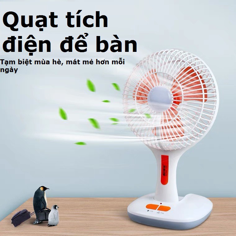 Quạt tích điện sạc pin KM-F166 gấp gọn treo tường hoặc để bàn – kiêm đèn ngủ