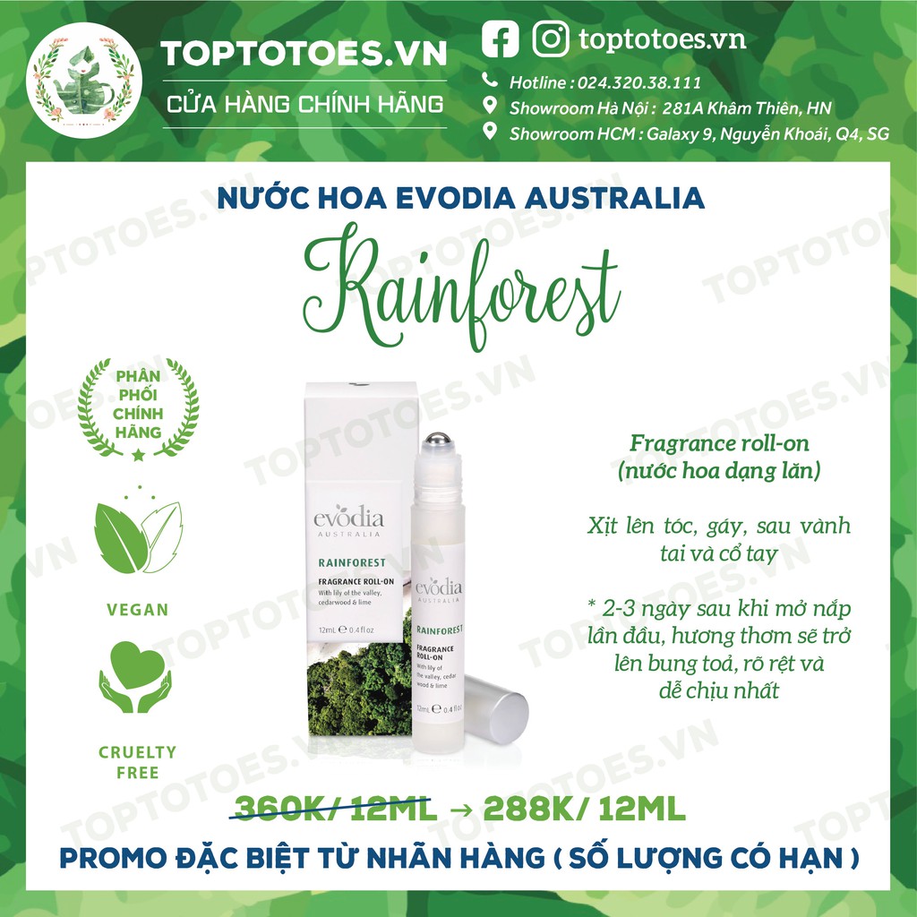 Nước hoa Evodia Australia RAINFOREST | Thế Giới Skin Care