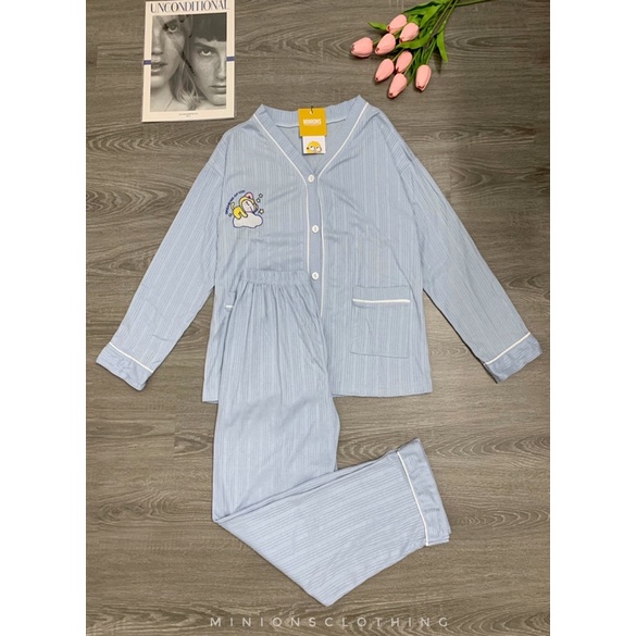 Bộ ngủ sweet dài tay hàng Quảng Châu . Bộ ngủ dài tay Minions Clothing dễ thương hàng Quảng Châu cao cấp .