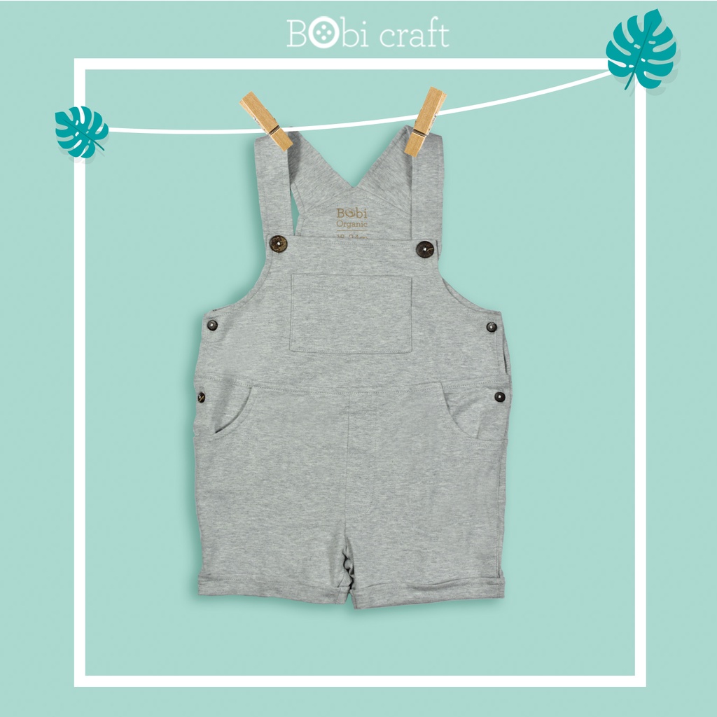 Quần yếm bé trai xám trơn Bobi Craft - Quần áo trẻ em Cotton hữu cơ organic an toàn