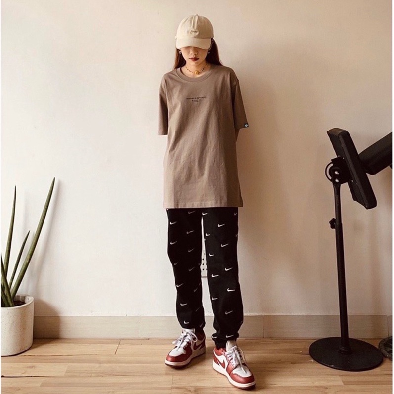 Áo thun phông logo tay nam nữ PINK tay lỡ form rộng DUSTY Unisex