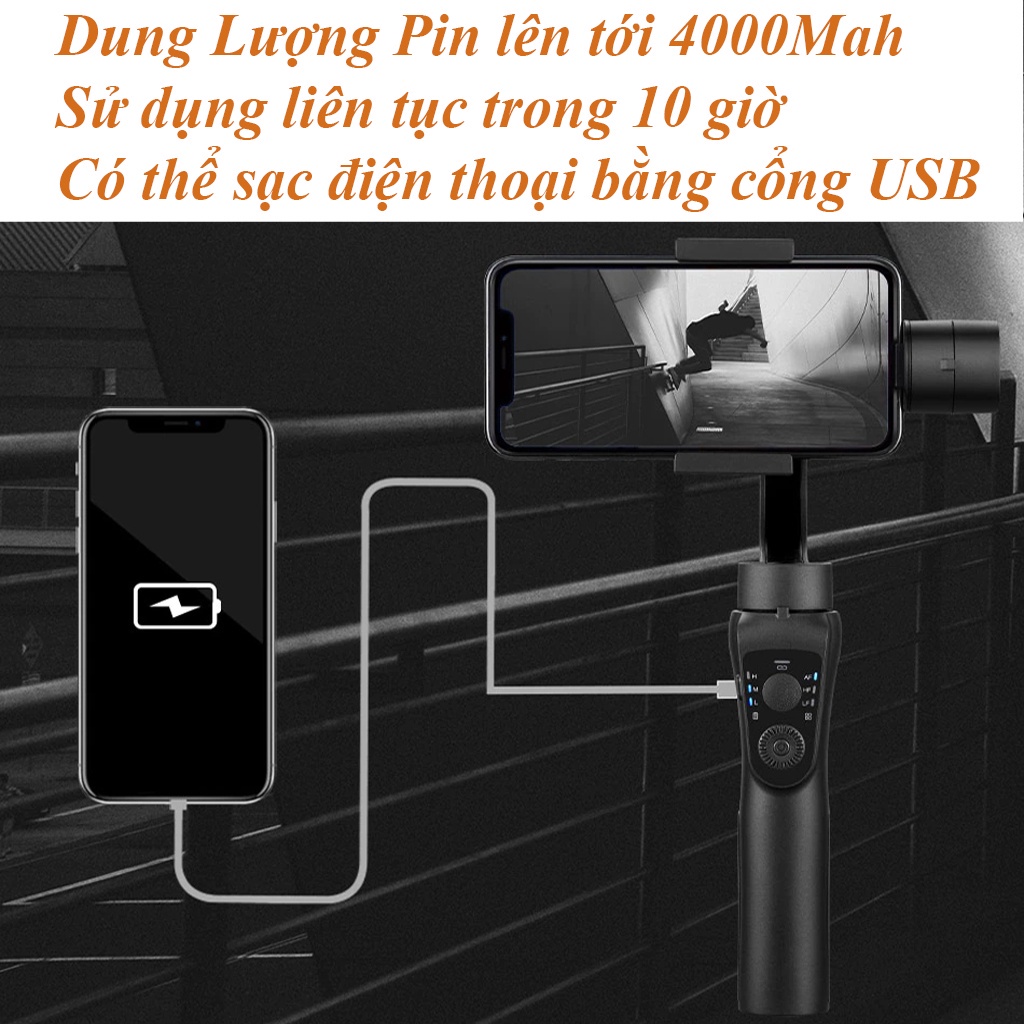 GimbaI Chống Rung S5P 3-Axis chống rung cực đỉnh -quay theo vật chủ, Gậy Chống Rung Điện Thoại S5B Kiêm Sạc Dự Phòng