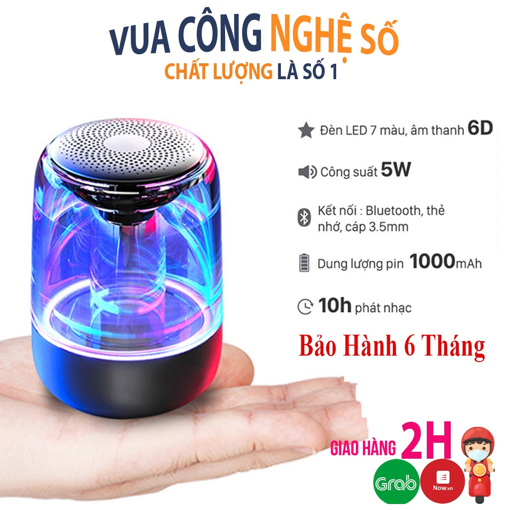 Loa bluetooth mini C7 600mAh trong suốt bass vòm tích hợp đèn LED hỗ trợ thẻ nhớ TF