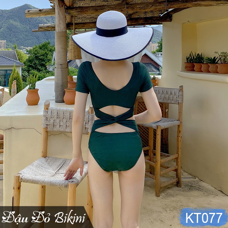 Đồ bơi liền thân cutout xanh rêu lạ mắt, bikini một mảnh sexy quyến rũ, hàng chuẩn đẹp xịn xò | KT077