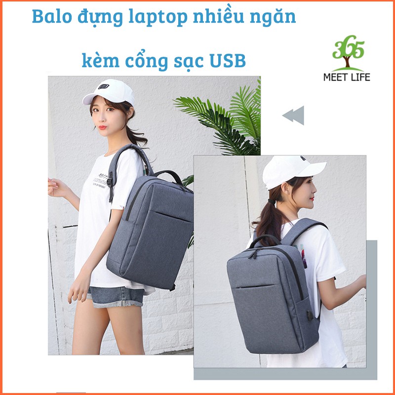 [HÀNG XỊN] Balo đựng laptop, balo đi học kiểu dáng Basic, nhiều ngăn tiện lợi có kèm cổng sạc USB