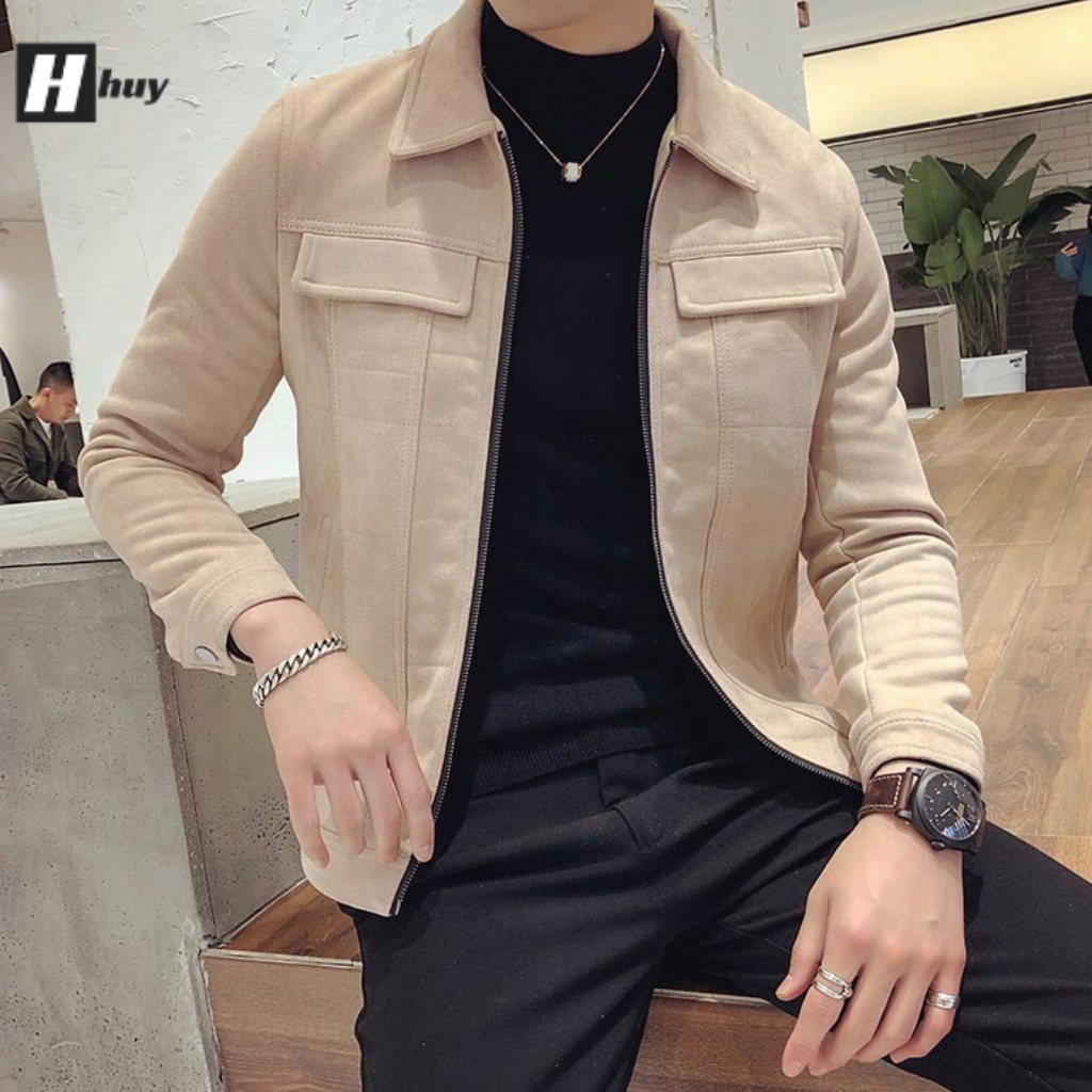 Áo Khoác Nam Da Lộn Basic Phong Cách Hàn Quốc Được Yêu Thích 2022