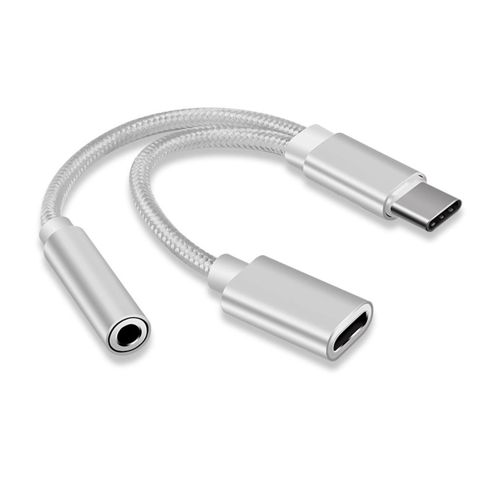 Bộ sạc 2 trong 1 Type-C sang 3,5 mm Tai nghe Jack cắm âm thanh Cáp USB C Loại C sang Bộ chuyển đổi đầu nối 3,5 mm