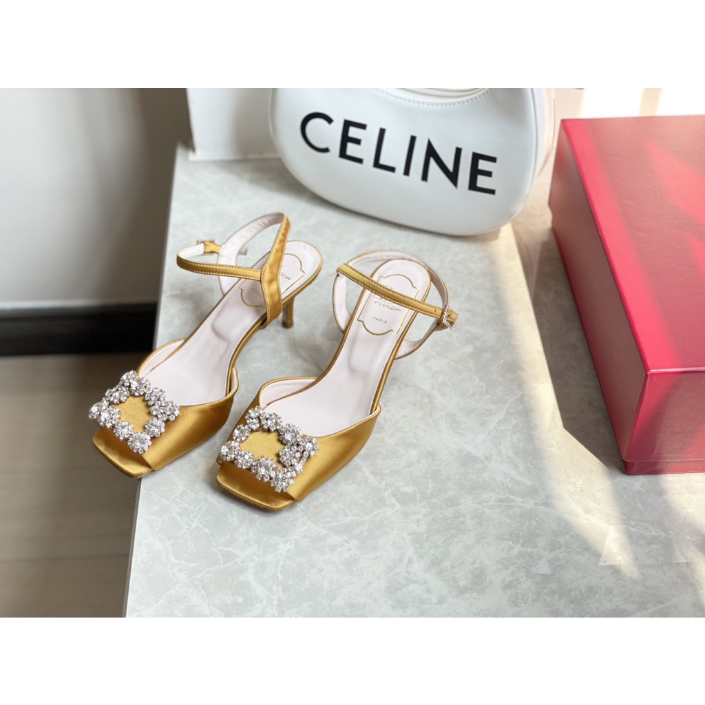 Giày cao gót nữ da thật thời trang cao cấp Roger Vivier phong cách sang trọng, thanh lịch