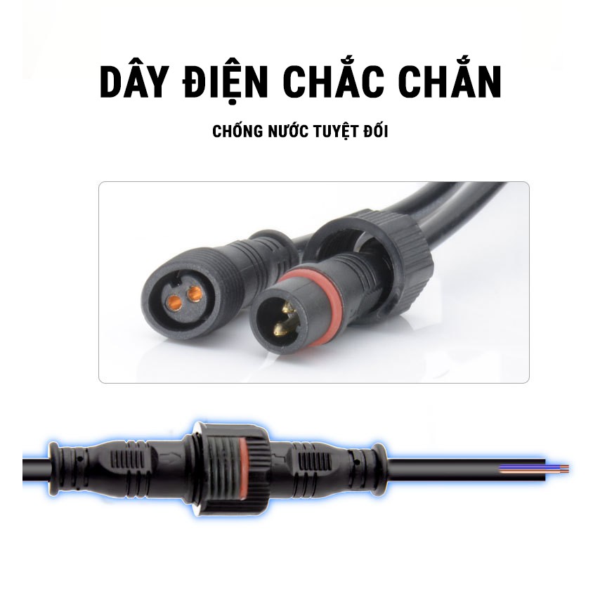 Dây nối dài 5M cho đèn Năng Lượng Mặt Trời - Dây to loại tốt - Loại cắm 2 lỗ - Ren gài khóa chống nước Ip67