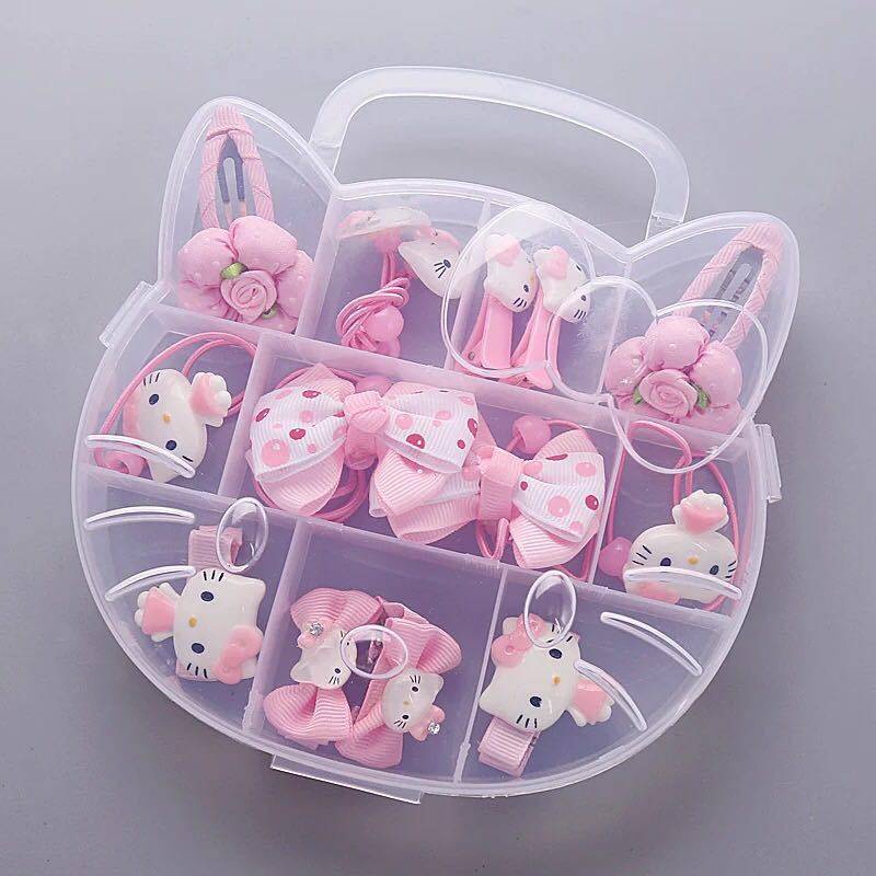 Hộp Phụ Kiện Tóc Co Giãn Hình Hello kitty Cho Bé Gái