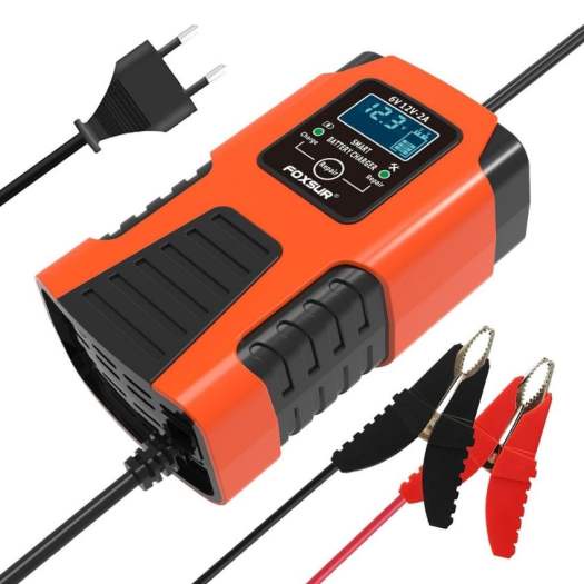 Sạc ắc quy 6V 12V 2A CHÍNH HÃNG FOXSUR có chức năng khử sunfat chống ngược cực tự ngắt khi đầy sạc bình ắc quy xe máy