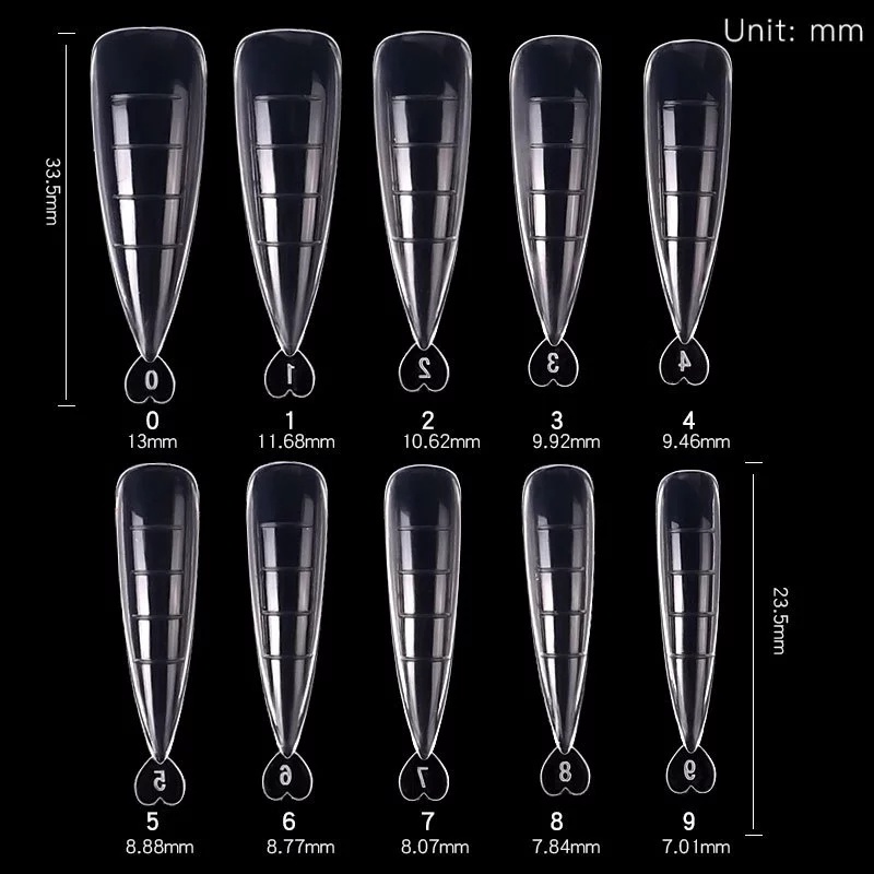 [Hàng mới về] Bộ 100/20 cái móng tay giả làm móng acrylic dài 12 cỡ trong suốt kiểu ballet DIY