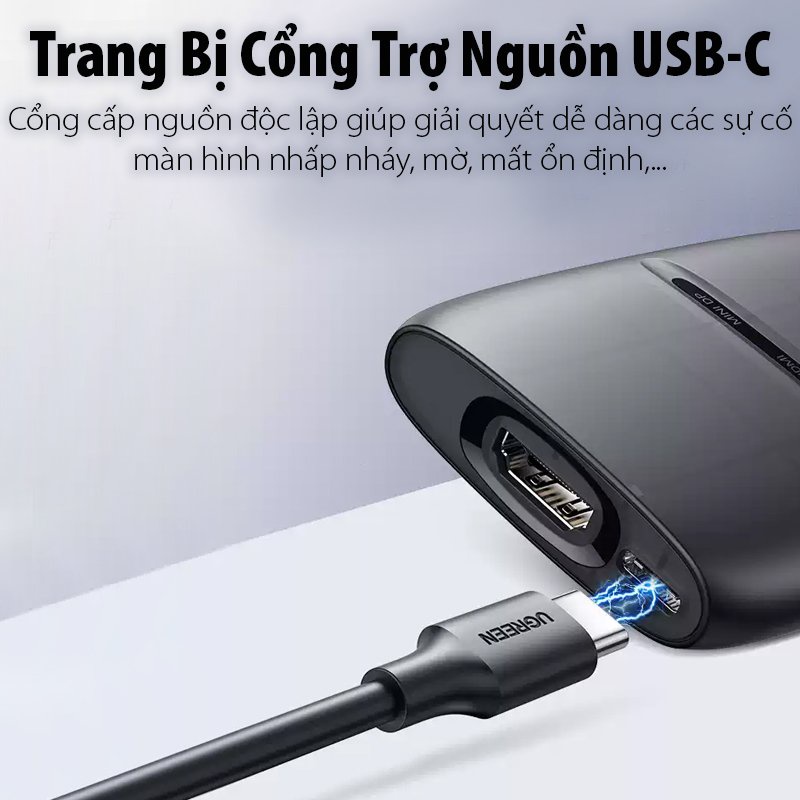 Bộ chuyển đổi HDMI 3 trong 1 Ugreen 20484 Chính hãng USB Type-C, Mini DP, HDMI to HDMI 4K@60Hz Cao cấp CM437