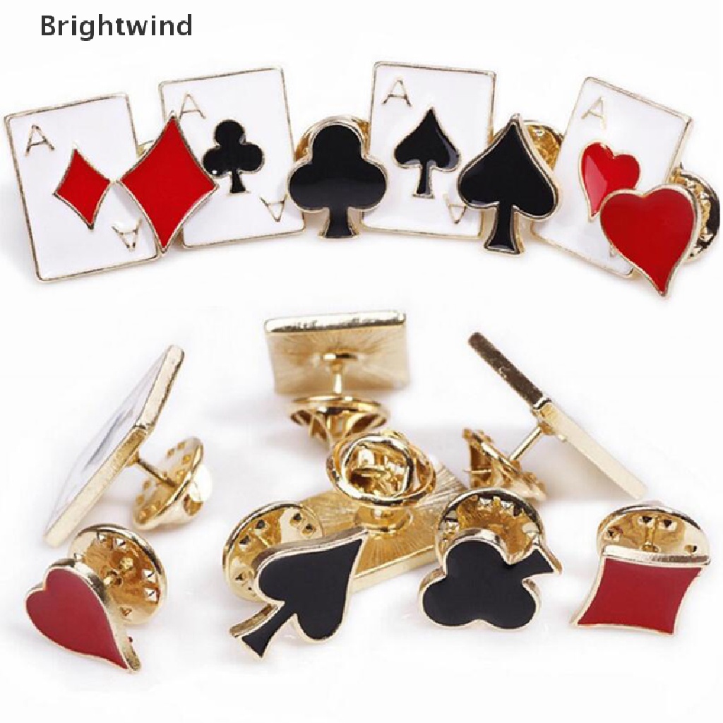 [Brightwind] 4/8Pcs Enamel Poker Brooch Small Poker Cufflinks Pins Collar Badges Jewelry Hot Sell