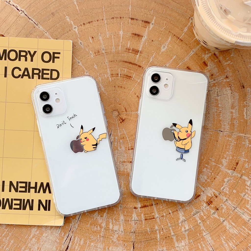 Cặp đôi hoạt hình Pikachu ứng dụng cho điện thoại di động Vỏ mềm trong suốt iPhone 12mini 12 Pro Max 11 Pro Max SE 2020 X XS XSMAX XR 6 6s 7 8  Plus 6+ 7+ 8+