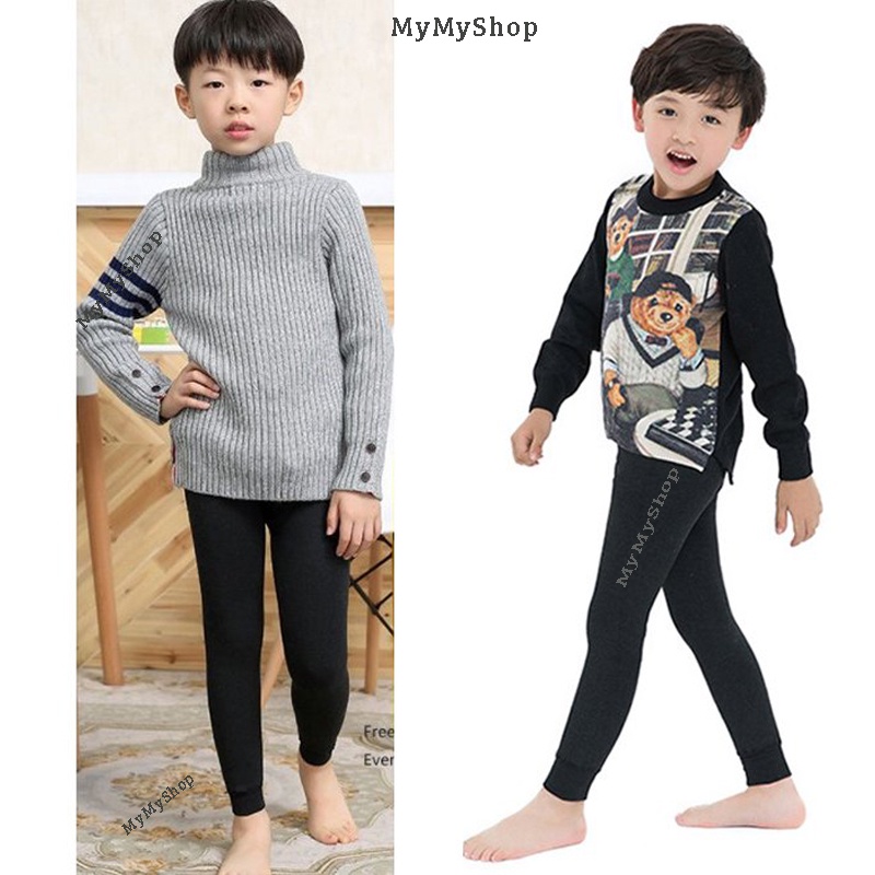 Quần Tất Giữ Nhiệt Bé Trai Lót Lông Dày Mịn Giặt máy không xù lông Quần Giữ Ấm trẻ em Từ