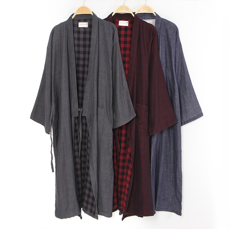 Áo Choàng Ngủ kimono plus size Bằng cotton Phong Cách Nhật Bản