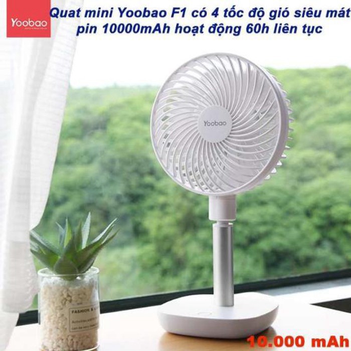 Quạt Mini Tích Điện Yoobao F1 - Quạt Mini Pin Siêu Bền Dùng Thoải Mái 3 Ngày Liền Với 4 Cấp - Toplink