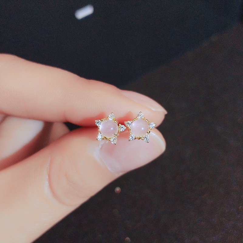 [Jiudolan] Bông Tai Bạc 925 Đính Đá Opal Nhân Tạo Hình Hoa Hướng Dương Tinh Tế Thời Trang