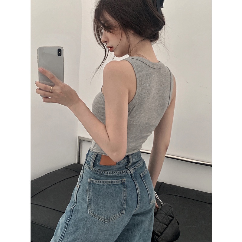 Cocory vn Áo Croptop Sát Nách Ôm Dáng In Chữ Quyến Rũ Thời Trang Mùa Hè Cho Nữ