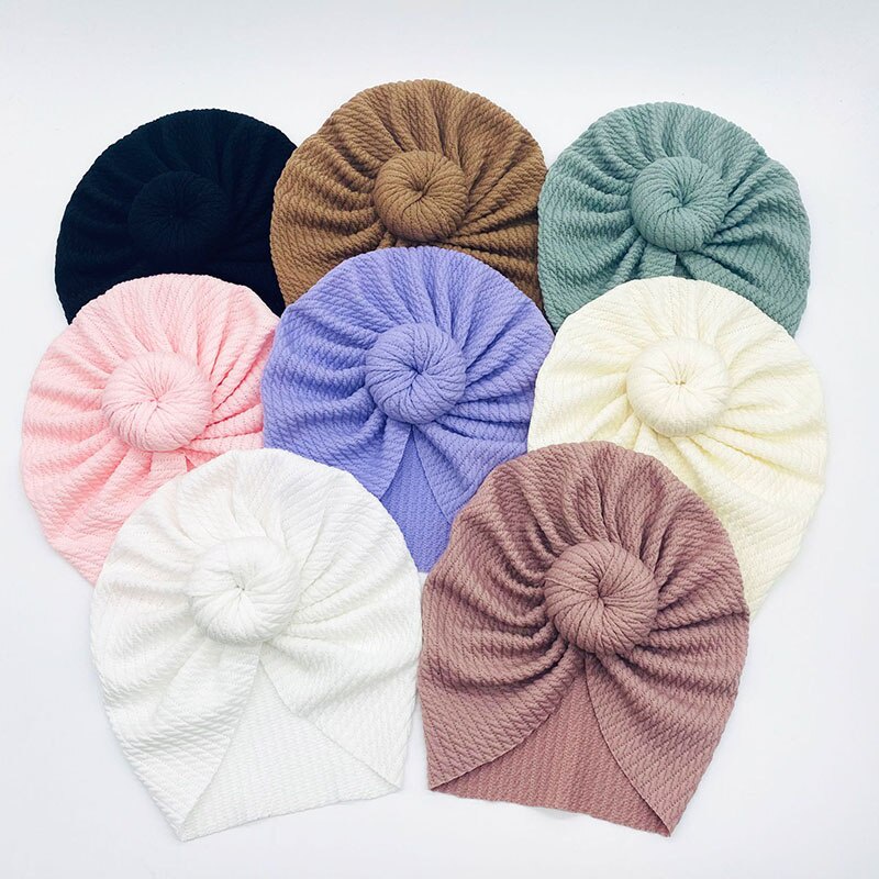 Mũ Beanie Mềm Co Giãn Thắt Nút Cho Bé Gái