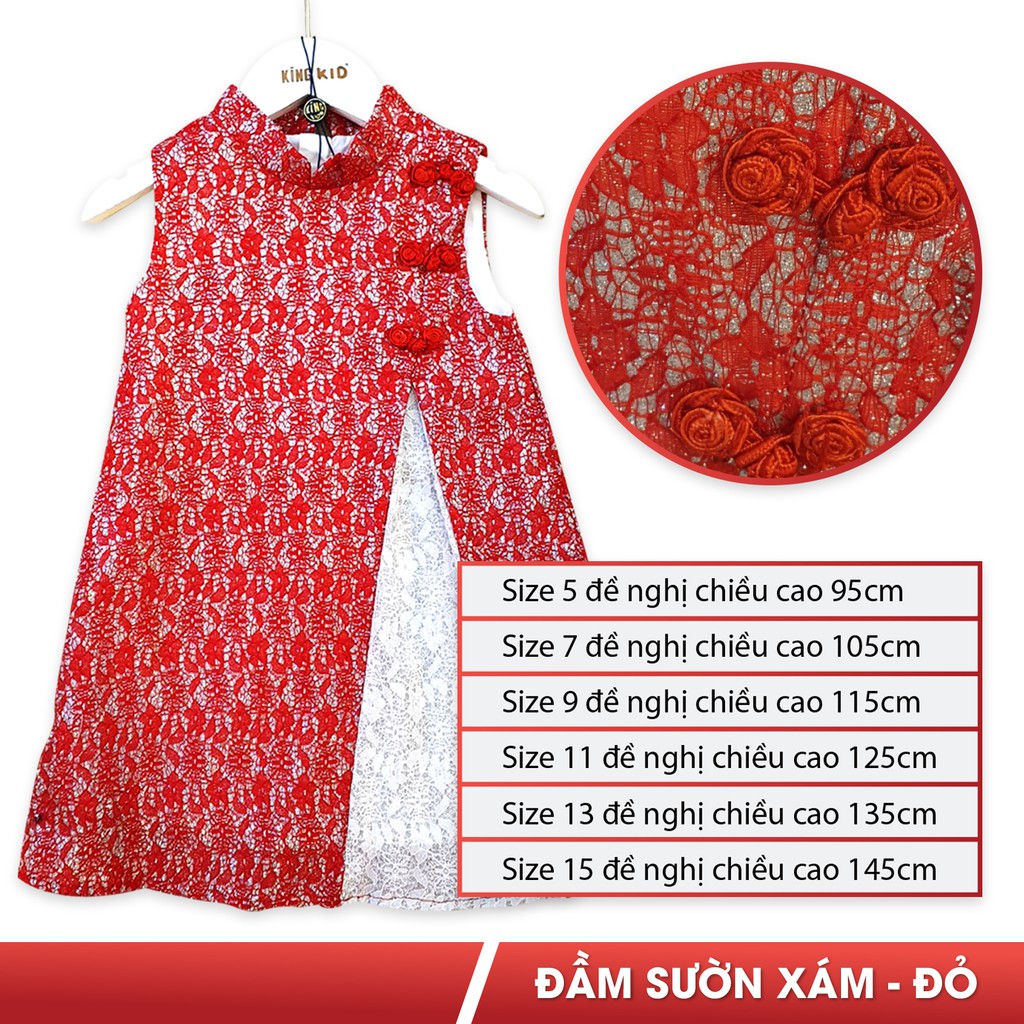 Váy đầm sườn xám bé gái màu đỏ phối kim tuyến lấp lánh cho bé chơi Tết, đầm dự tiệc sang trọng, sinh nhật mẫu hot 2021