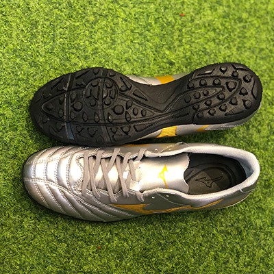 Giày đá bóng sân cỏ nhân tạo Mizuno monarcida neo Select AS Bạc Logo Vàng đồng P1GD210555 [ chính hãng ]