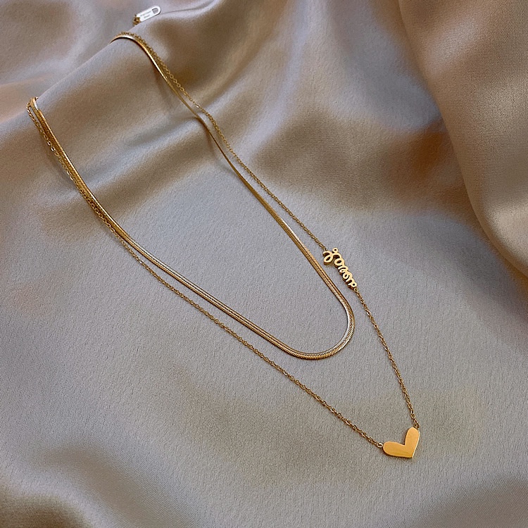 Double-layer loving-feeling titanium steel design Simple and flexible women's collar in collarbone chain