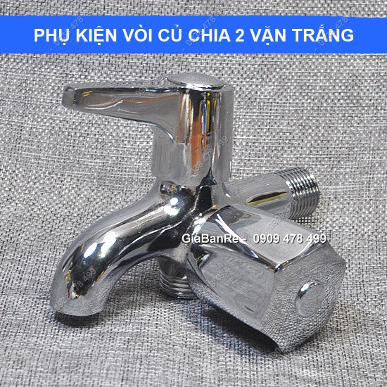 MS: 6670.1 - VÒI CỦ CHIA 2 ĐƯỜNG NƯỚC - VALENCIA 2 NÚT  TRẮNG