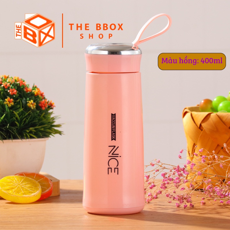 Bình đựng nước lõi thủy tinh NICE dễ thương không chì dung tích 400ml