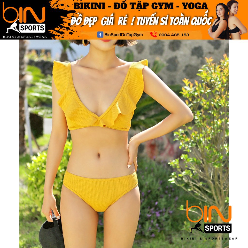 Đồ Bơi Nữ Đi Biển 2 Mảnh Màu Vàng Hàng Nhập BHN002