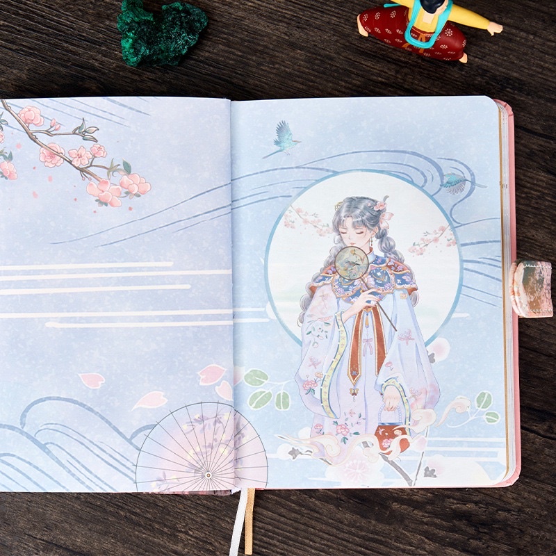 Sổ A5 khoá từ, kèm tranh 3D cổ trang