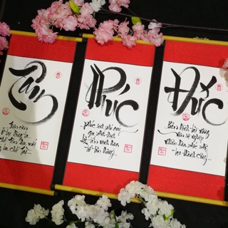 Tranh thư pháp chữ tâm, phúc, đức
