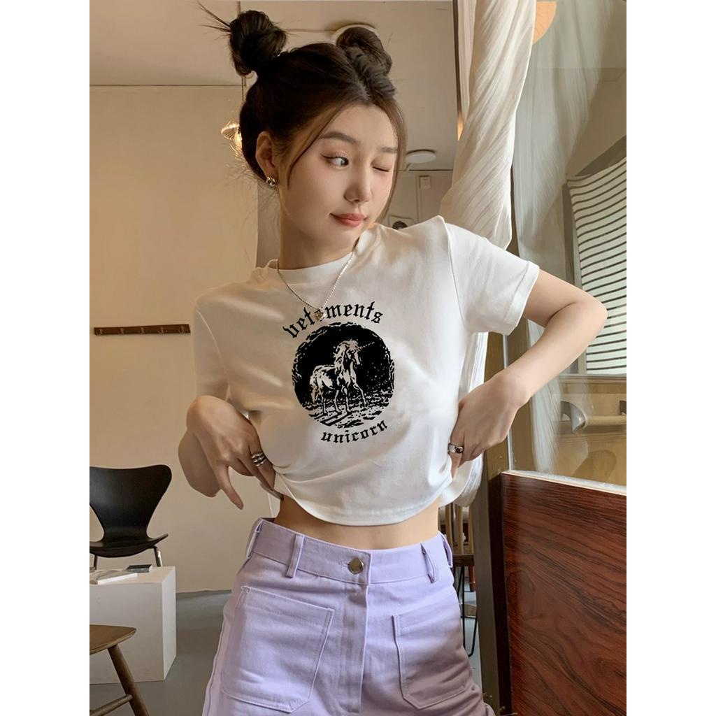 Áo thun tay ngắn Peppermint 51286 dáng ôm in họa tiết thời trang