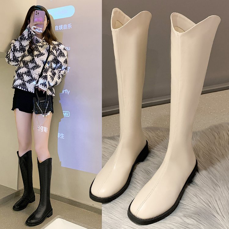 Giày bốt cổ cao mũi tròn khóa kéo thời trang dành cho nữ | BigBuy360 - bigbuy360.vn