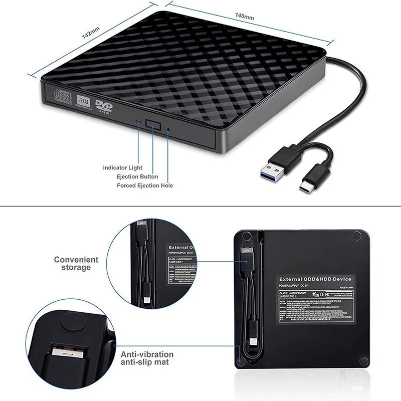 Đầu Đọc Đĩa DVD CD ROM Cho Laptop Máy Tính Bàn Mac MacBook Windows