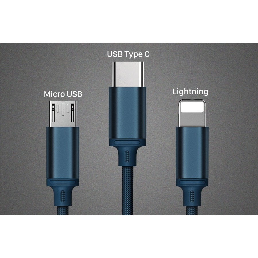 Cáp Sạc Remax 3 Đầu RC-131TH IPHONE - MICRO USB - TYPE C dây dù - Giá siêu tốt  FREESHIP