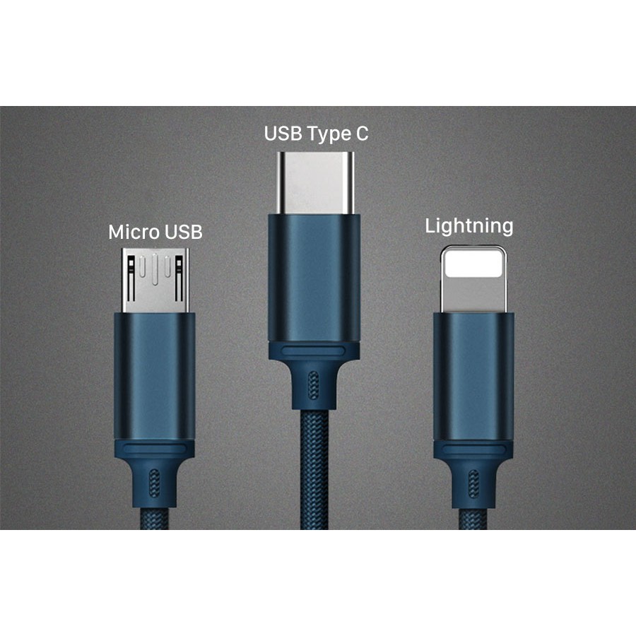 Cáp sạc nhanh samsung USB to Type C 25cm - cáp 3 đầu Type C - Lightning - Micro REMAX