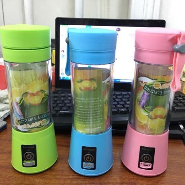 Máy Xay Sinh Tố Cầm Tay Tích Điện Pin Sạc Kiêm Bình Giữ Nhiệt 2in1