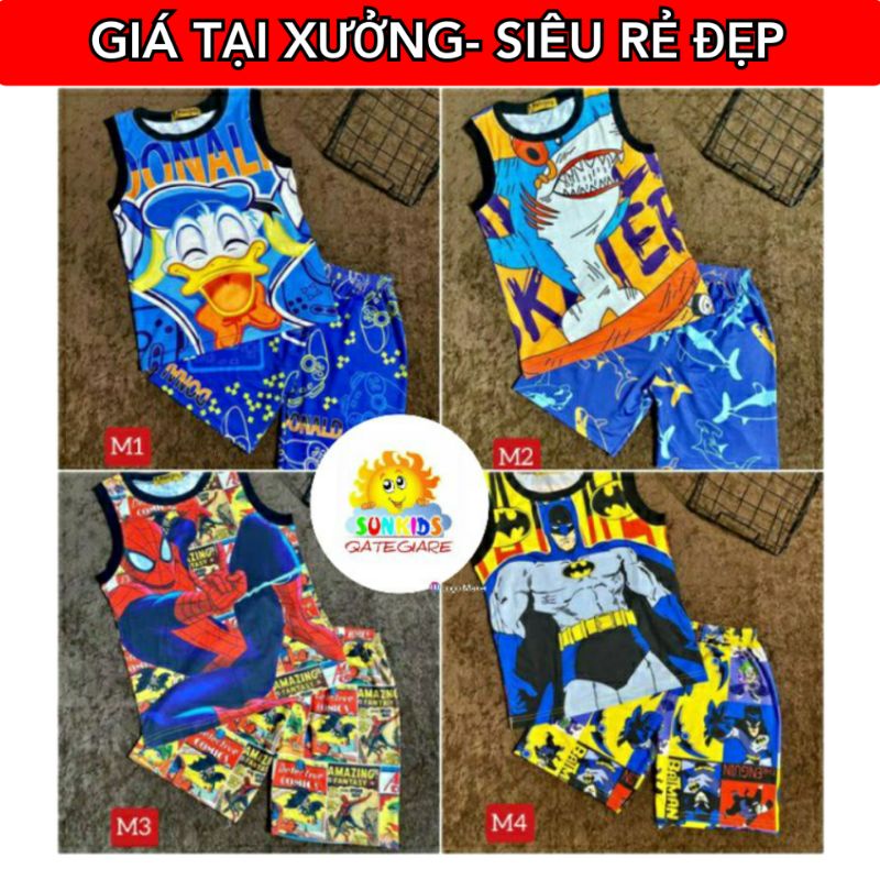 🔥TẬN GỐC🔥 20KG-35KG BỘ QUẦN ÁO SÁT NÁCH BA LỖ BBN27 BÉ TRAI SIZE ĐẠI THUN LẠNH 3D SIÊU NHÂN .