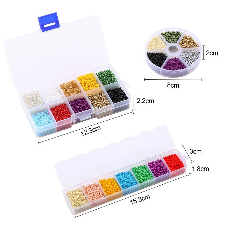 Hộp Hạt Thủy Tinh 2MM Dùng Làm Trang Sức DIY