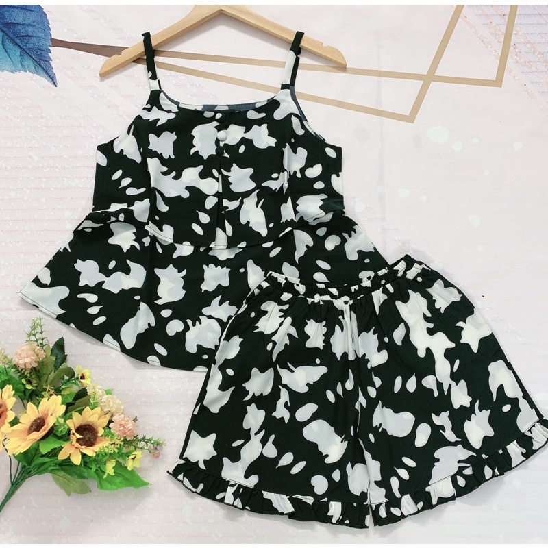 Đồ bộ nữ dây 2 tầng  SIÊU XINH vải lụa mềm, mịn, mặc mát.
