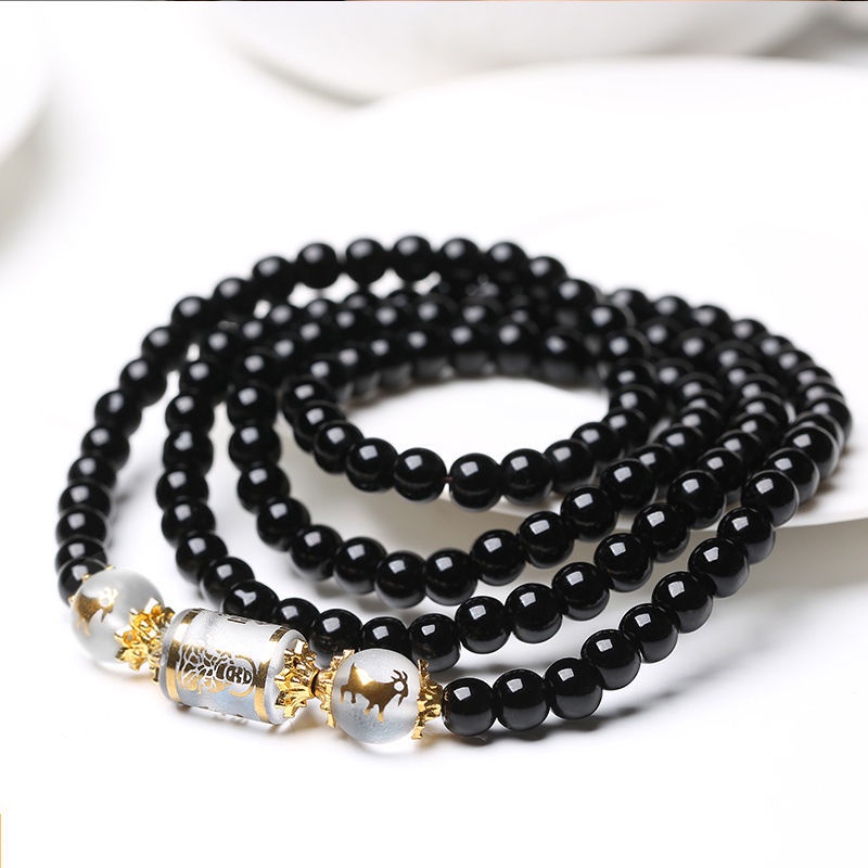 Vòng Tay Chuỗi Hạt Đá obsidian 6mm 8mm Thời Trang Cho Cặp Đôi