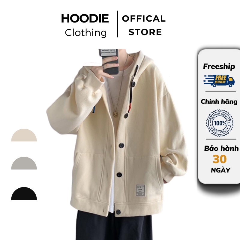 Áo Khoác Nỉ Bông Nam, Nữ Basic Unisex Nỉ From Rộng Màu Kem HDN 905