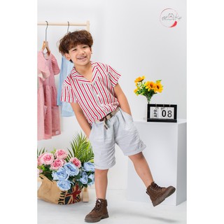 [HÀNG THIẾT KẾ] Áo Sơ Mi Bé Trai Cổ Bẻ Ve Ngắn Tay Thời Trang Trẻ Em Cao Cấp