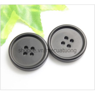 Sét 10 Khuy nút cúc nhựa đen 4 mắt cao cấp, bền đẹp size 25, 28mm