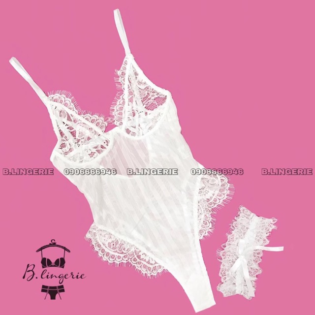 Bodysuits Nữ Ren Trắng Teddy - B.Lingerie
